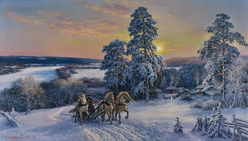 Зима на Оке - репродукция художника М.А.Сатарова
