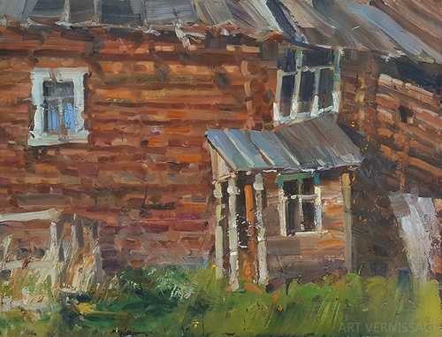 Старый дом, деревня Угол - картина Е.П.Лимарев