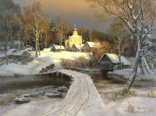 Зимний вечер репродукция картины М.А.Сатарова