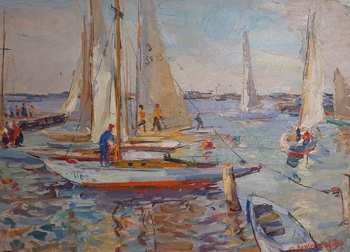 Яхты в Архангельске - картина Ю.П.Лежникова