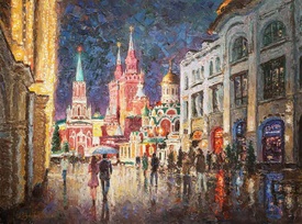 Никольская в сиянии огней - картина И.В.Разживина