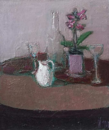 Натюрморт с орхидеей - картина Л.А.Малафеевского