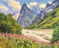Лето, полдень - картина А.И.Бабича, горный пейзаж