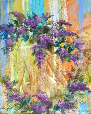 Сирень из серии Девушка-весна - картина М.Н.Жгивалевой