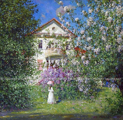 Весна в усадьбе. Картина художника А.В.Шевелева