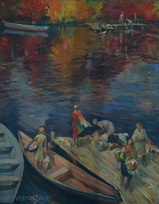 Стирка на реке - картина Ю.П.Лежникова