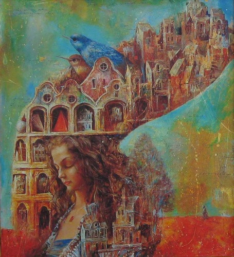 Люди как небесные внутренние города, репродукция картины С.Н.Лукьянова