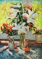 Лилии у окна- картина И.В.Разживина