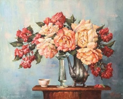 Розы на столе - картина В.Ю.Екимова
