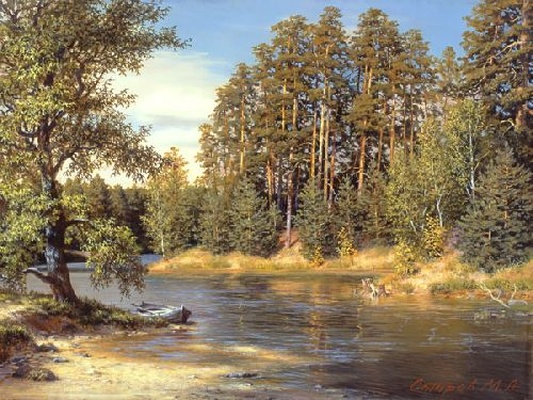 Река Солоча репродукция картины М.А.Сатарова