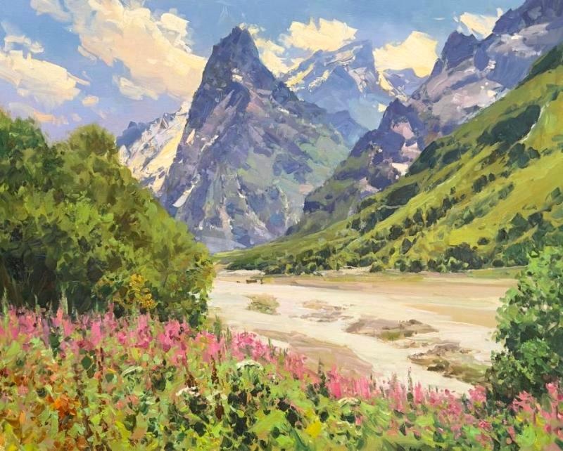 Лето, полдень - картина А.И.Бабича, горный пейзаж