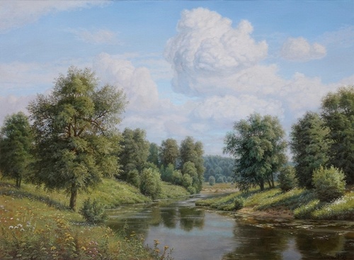 Пейзаж с облаком - картина В.В.Потапова
