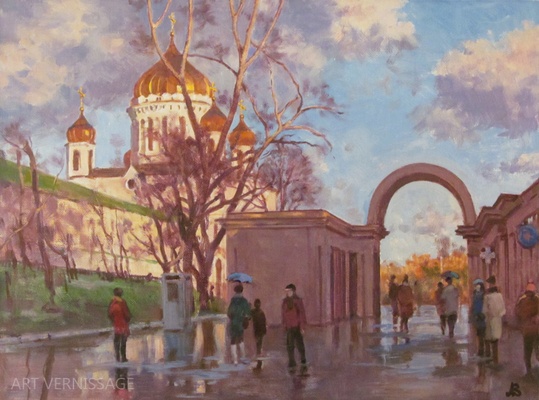 На бульваре весна - картина В.А.Лаповка