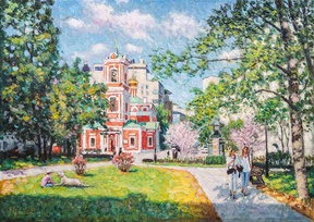 В лабиринте московских переулков - картина И.В.Разживина