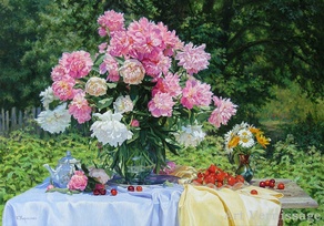 Пионы в саду - картина Г.Кириченко