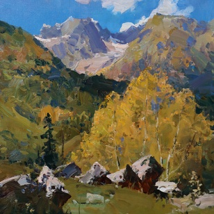 Солнечный день - картина А.И.Бабича, горный пейзаж