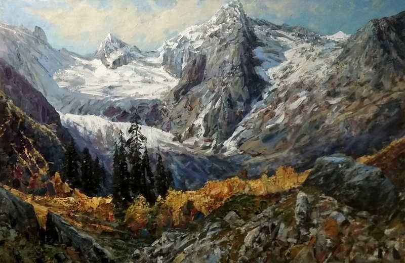 Алибек, октябрь - картина Е.П.Лимарева, горный пейзаж