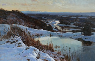 Зимой у верхнего пруда - картина А.И.Бабича