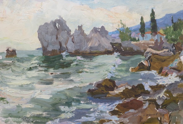 Скалы Гурзуфа - картина А.П.Фирсова, советская живопись