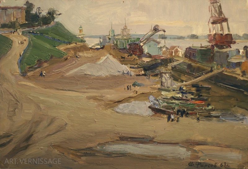 Погрузка на пристани - картина А.П.Фирсова