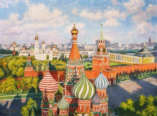 Весеннее солнце над Кремлем - картина И.В.Разживина
