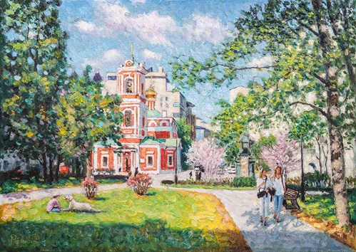 В лабиринте московских переулков - картина И.В.Разживина