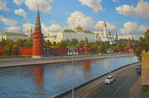 Вид на Кремлевскую набережную - картина М.В.Ланчака