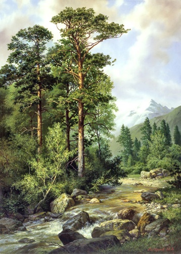 Горная речка репродукция картины М.А.Сатарова
