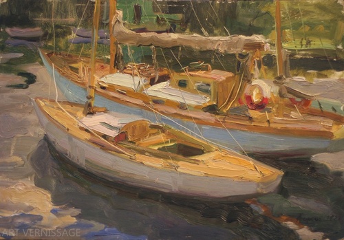 Две яхты у причала - картина А.П.Фирсова