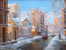 Москва. Большой Левшинский переулок. Картина М.В.Ланчака