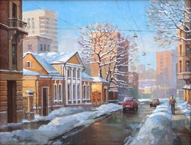 Москва. Большой Левшинский переулок. Картина М.В.Ланчака