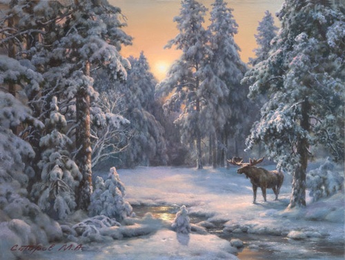 Зимний лес репродукция картины М.А.Сатарова