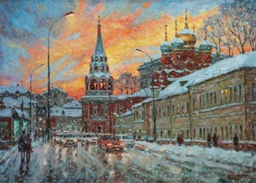 Красота зимнего заката - картина И.В.Разживина