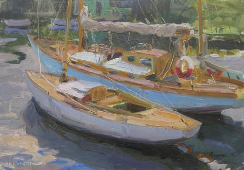 Две яхты у причала - картина А.П.Фирсова