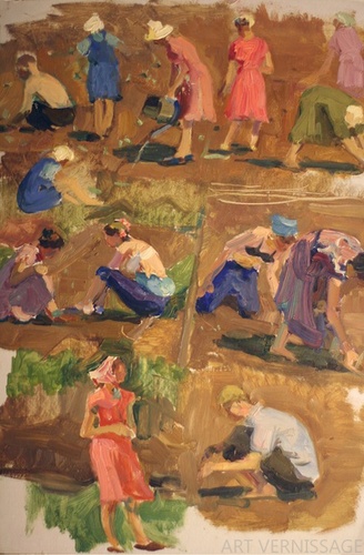 Школьники за работой - картина А.П.Фирсова