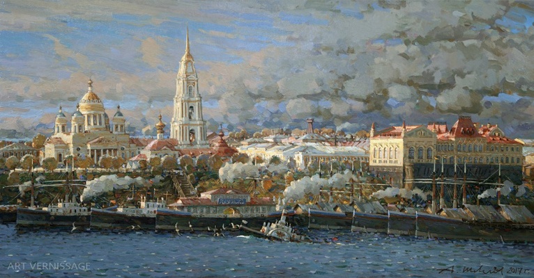 Собор и Биржа. Осень. Художник А.В.Шевелев