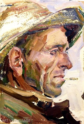 Портрет рыбака в профиль - картина Ю.П.Лежникова