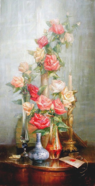 Композиция из роз - репродукция картины В.Ю.Екимова
