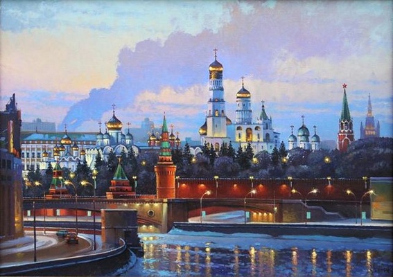Вечерний вид Москвы картина М.В.Ланчака