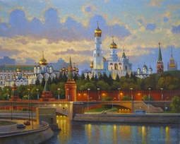 Вечерний вид Москвы - картина М.В.Ланчака