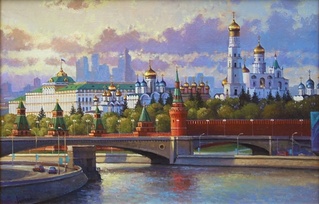Золотые купола Кремля картина М.В.Ланчака