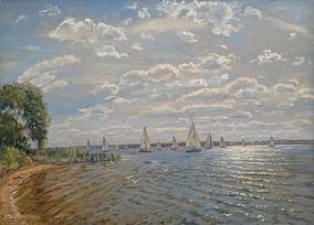 Регата на Волге - картина А.Б.Ефремова
