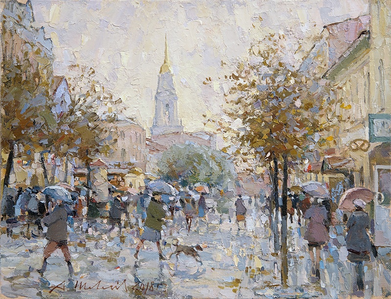 Дождь на Крестовой - картина А.В.Шевелева