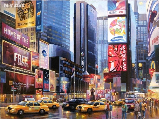 Нью-Йорк, Таймс Сквер. Картина художника М.В.Ланчака
