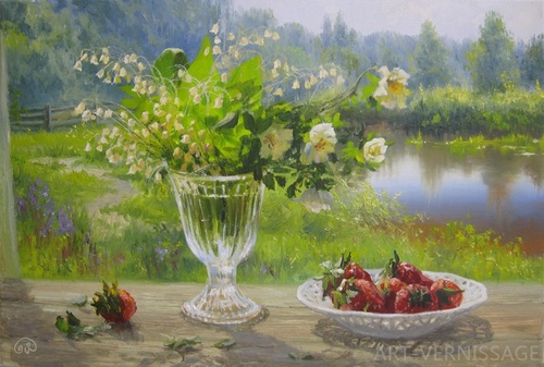 Ландыши на окне - картина В.Ю.Жданова