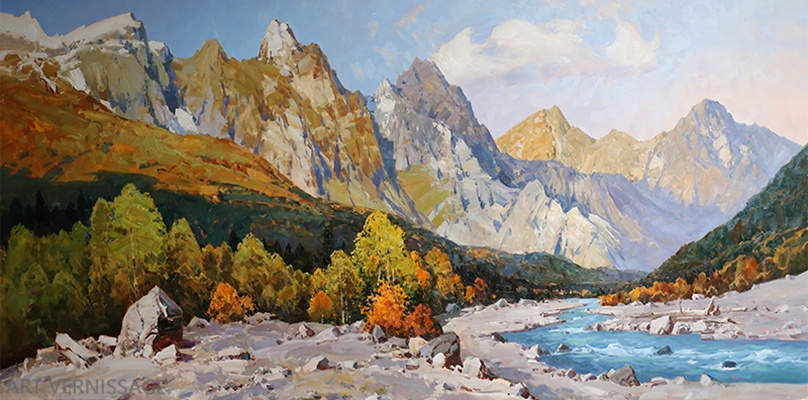 Осенний день в горах - картина А.И.Бабича