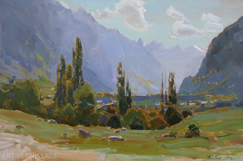 Тополя в Теберде - картина А.И.Бабича