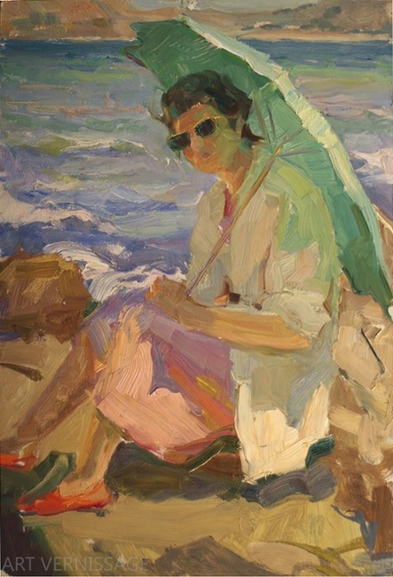Дама под зонтиком - картина А.П.Фирсова