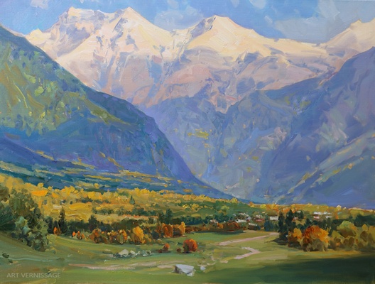 Архыз, утопающий в осени - картина А.И.Бабича, горный пейзаж