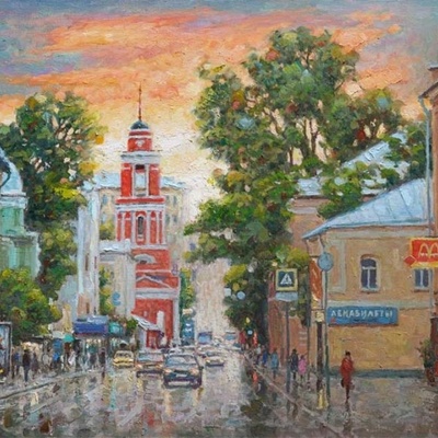 Городской пейзаж, купить картину городской пейзаж маслом, интернет магазин Арт Вернисаж